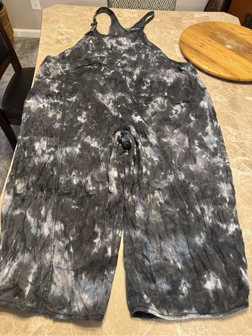 Cynthia Ashby Womens Emen Overall 100% Linen Thunder Tie Dye Size XL - Picture 16 of 16